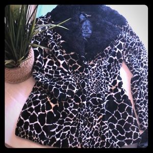 Like New Betsy Johnson Faux Fur Animal Print Coat